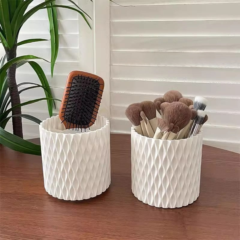 Rotating makeup brush storage holder