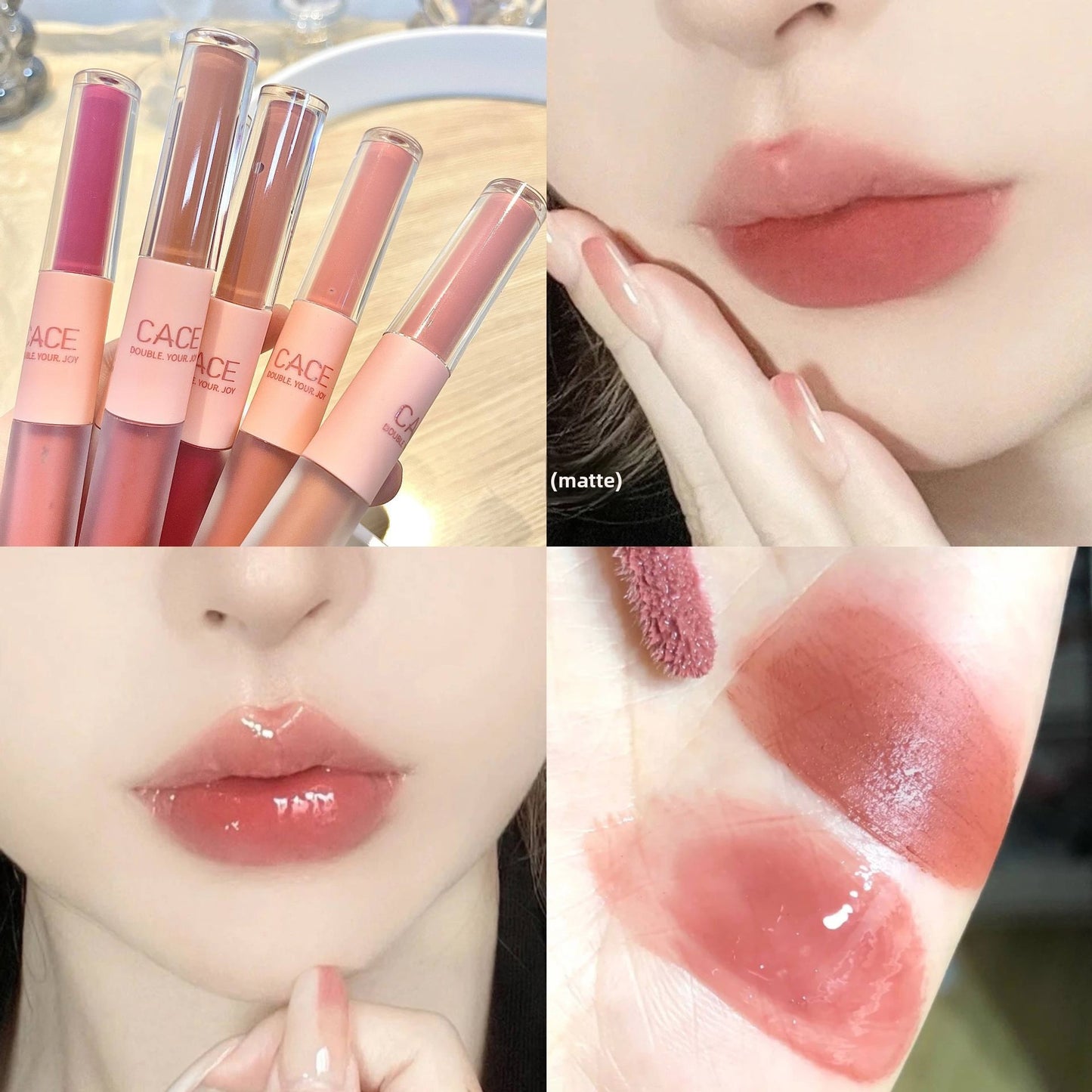 Double Ended Lip Gloss Matte and Glossy Finish