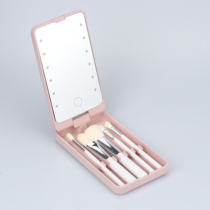 Foldable LED Makeup Mirror with Storage
