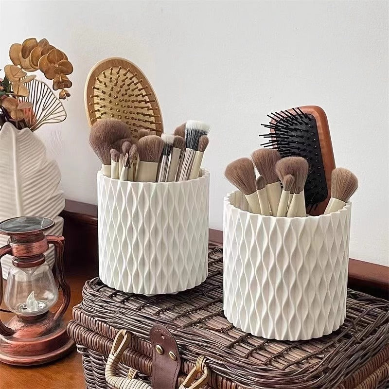 Rotating makeup brush storage holder
