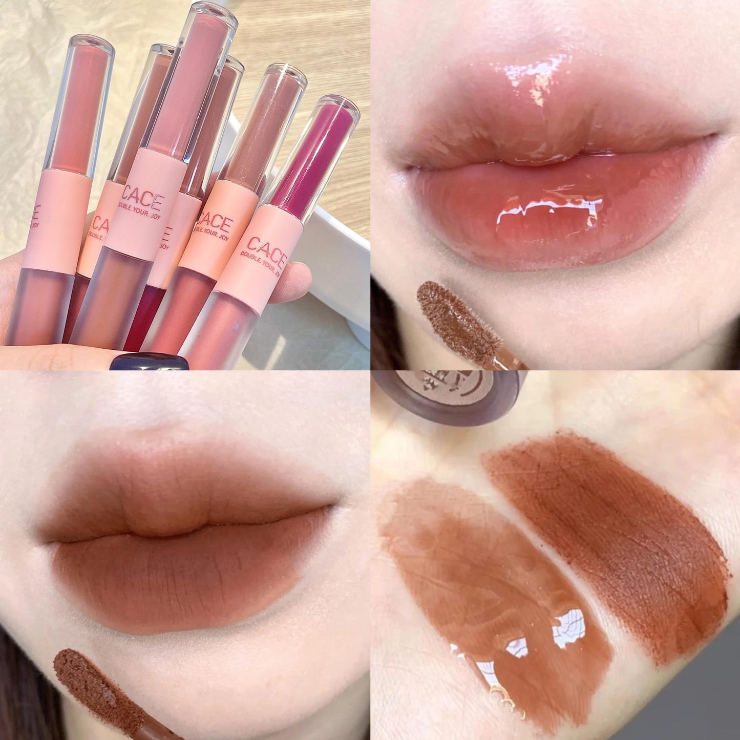 Double Ended Lip Gloss Matte and Glossy Finish