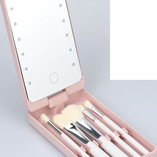 Foldable LED Makeup Mirror with Storage