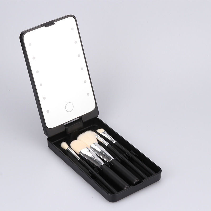 Foldable LED Makeup Mirror with Storage